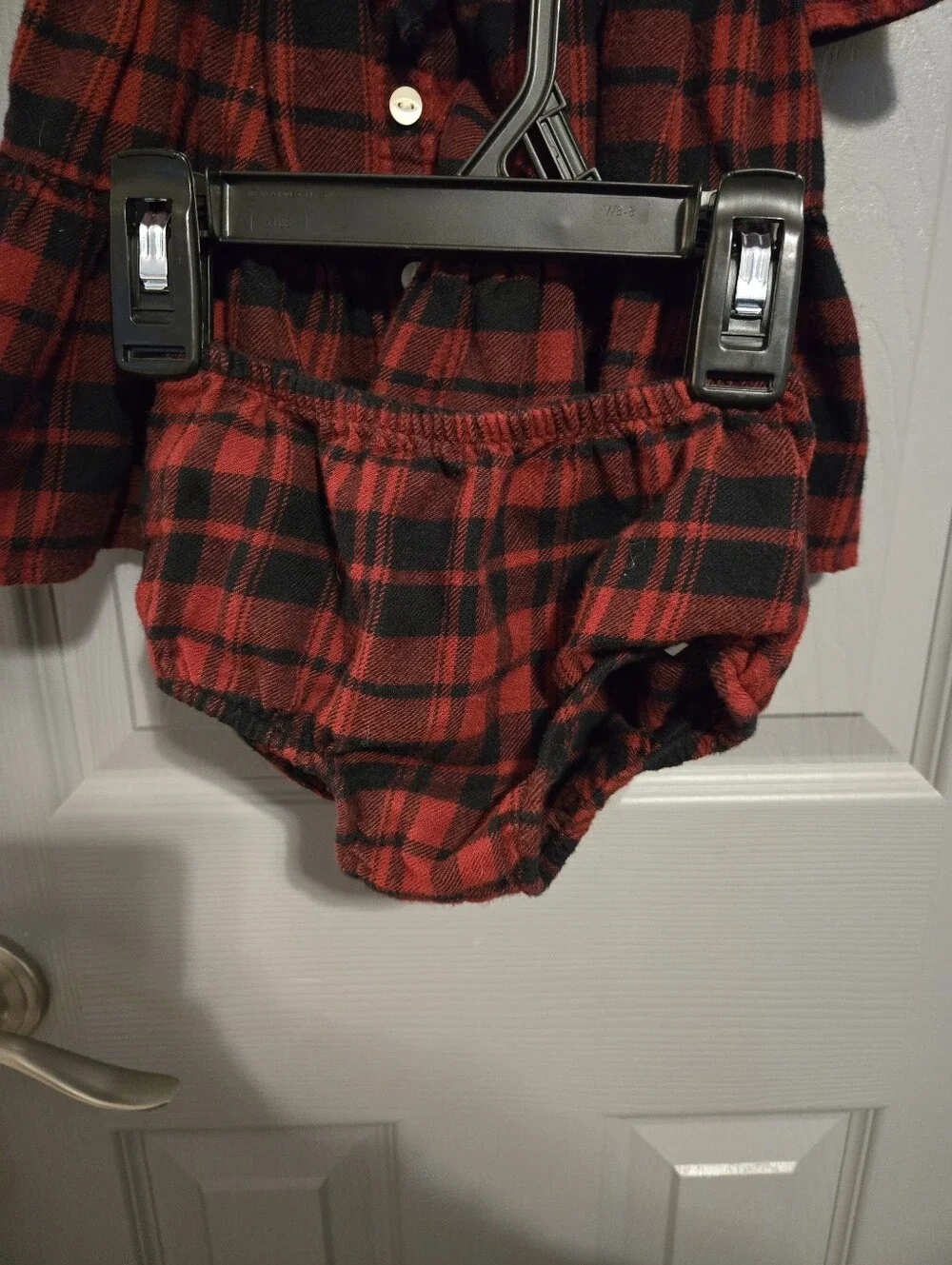 Ralph Lauren Red and Black Plaid Tiered Button-Up Dress with Tie
